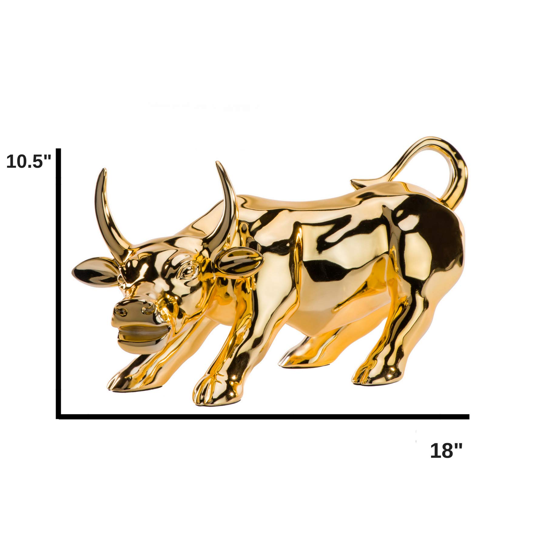 Finesse Modern Bull Resin Statue - Elegant Home & Office Decor, Gold Table Centerpiece for Living Room, Bookshelf, or Desk Display