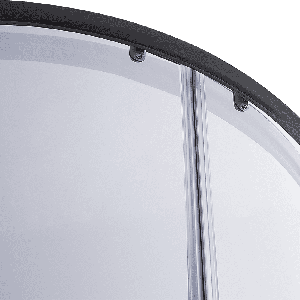 6mm Black Rounded Sliding Curved Shower Screen 100x100cm with White Base - Perfect for Modern Bathroom, Spa & Luxury Shower Enclosures