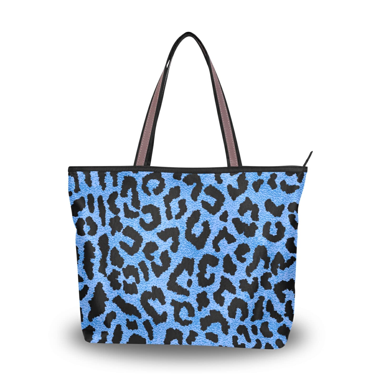 Stylish Blue Leopard Print Tote Bag for Women - Fashionable Shoulder Bag & Reusable Beach Handbag - Perfect for Travel, Shopping, and Summer Outings
