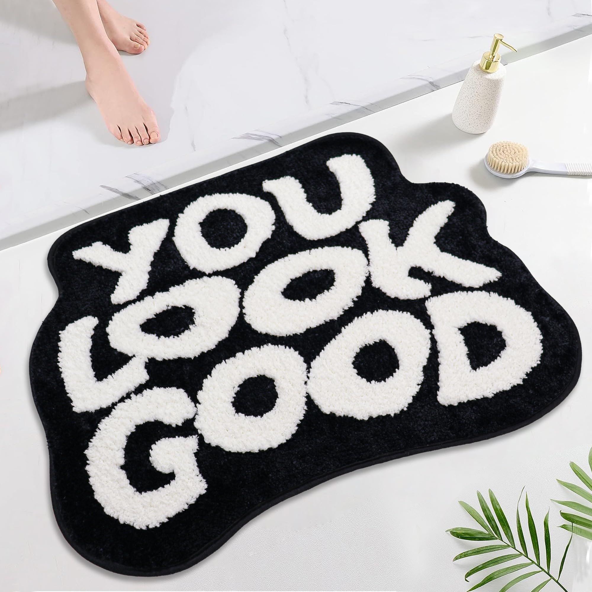 Funny Black and White Bath Mat - Non-Slip Absorbent Bathroom Rug for Bathtub, Shower & Kitchen - Cool Floor Mat Decor for Bathroom, Bedroom & Laundry Room - Perfect Gift for Home & Apartment