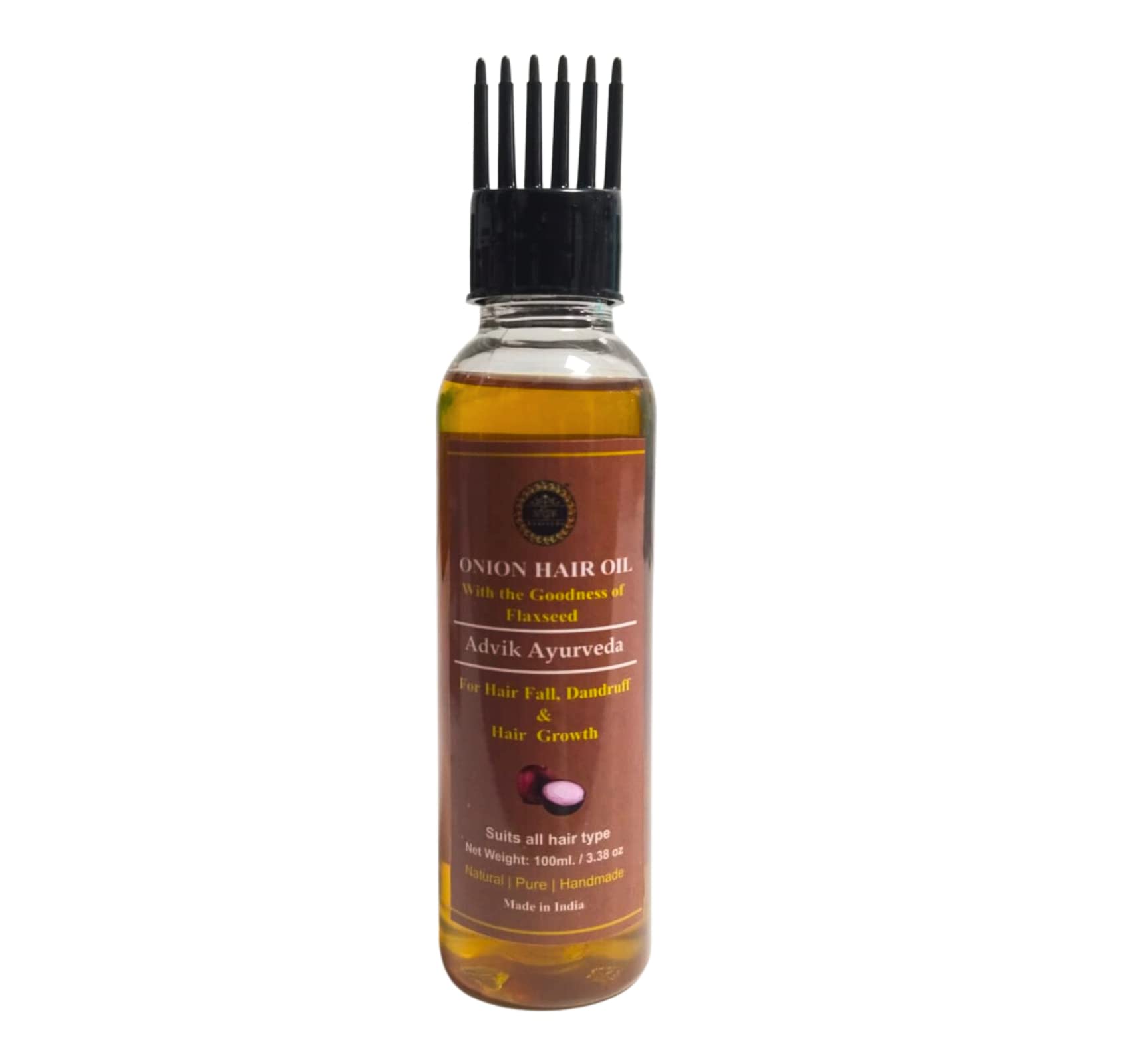 Advik Ayurveda Onion Hair Oil for Hair Fall Control & Growth - 100ml | Natural Hair Care Solution for Thicker, Stronger Hair | Perfect for Daily Use & Scalp Massage