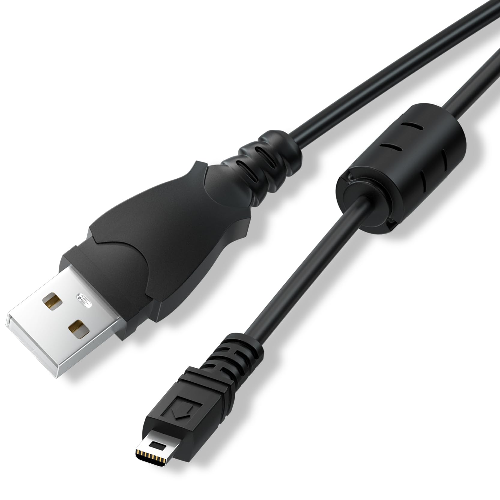 LEAGY 2.0 USB A to Mini-B 8-Pin Digital Camera Cable with Ferrite Core - 6.6ft Black Cord for Sony, Pentax, Panasonic, Nikon & Fujifilm DSLR Cameras - Perfect for Photo Transfer & Camera Charging