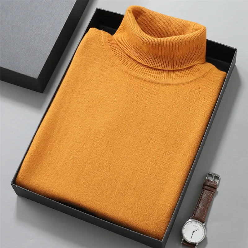 Premium 100% Cashmere Men's Turtleneck Sweater - Ultra Soft & Warm Winter Pullover - Roll Neck Knit Jumper for Men - Perfect for Office, Date Night & Cold Weather Layering
