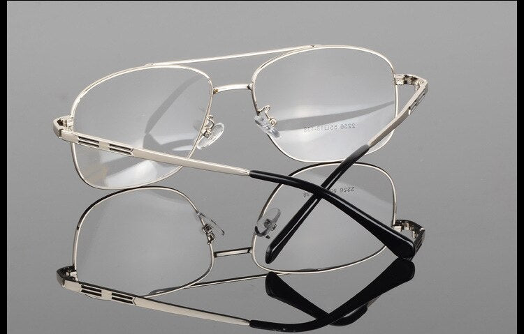 Bclear Men's Full Rim Big Square Double Bridge Alloy Eyeglasses S2256 - Stylish Reading Glasses for Work & Everyday Use