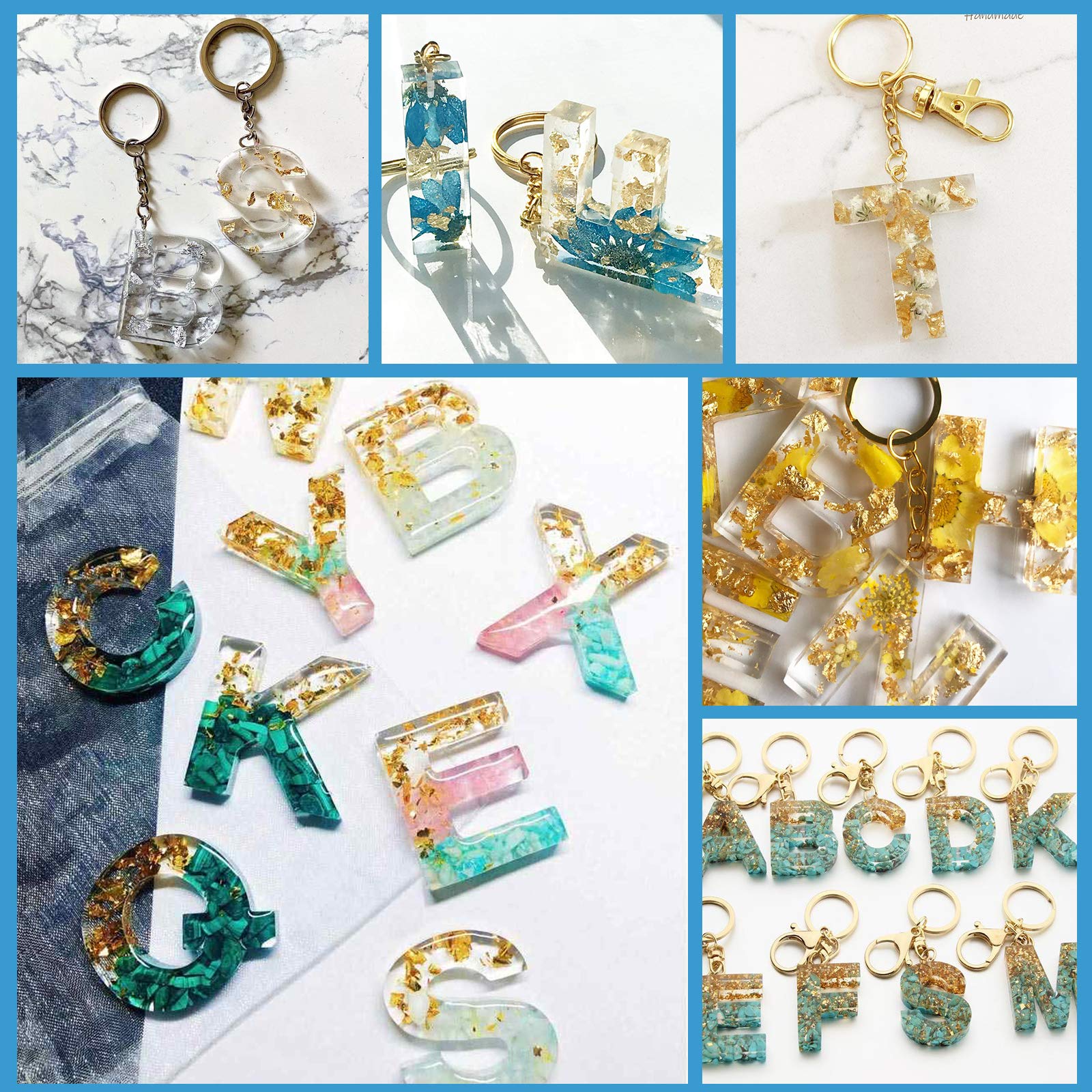 ALINREDBX 34-Piece Alphabet & Number Silicone Resin Molds for DIY Keychains, Jewelry Making - Includes Keychain Tassels & Pin Vise Set - Perfect for Epoxy Casting, DIY Crafts, and Personalized Gifts