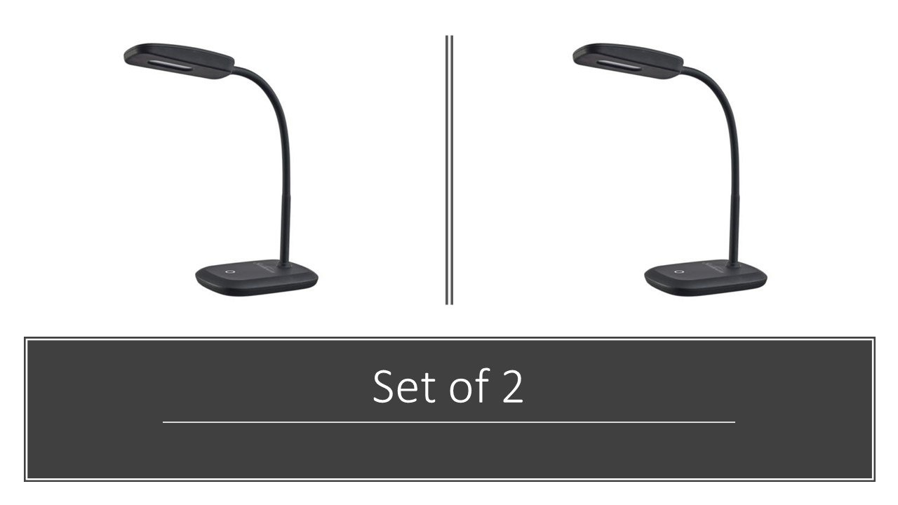 2-Pack Sunbeam Flexible Neck LED Desk Lamp - Adjustable Dimmable Eye-Caring Light for Office & Study, Energy Star Certified Black Desk Light (Save $85/Year) - Perfect for Home Office, Reading & Nightstand Use