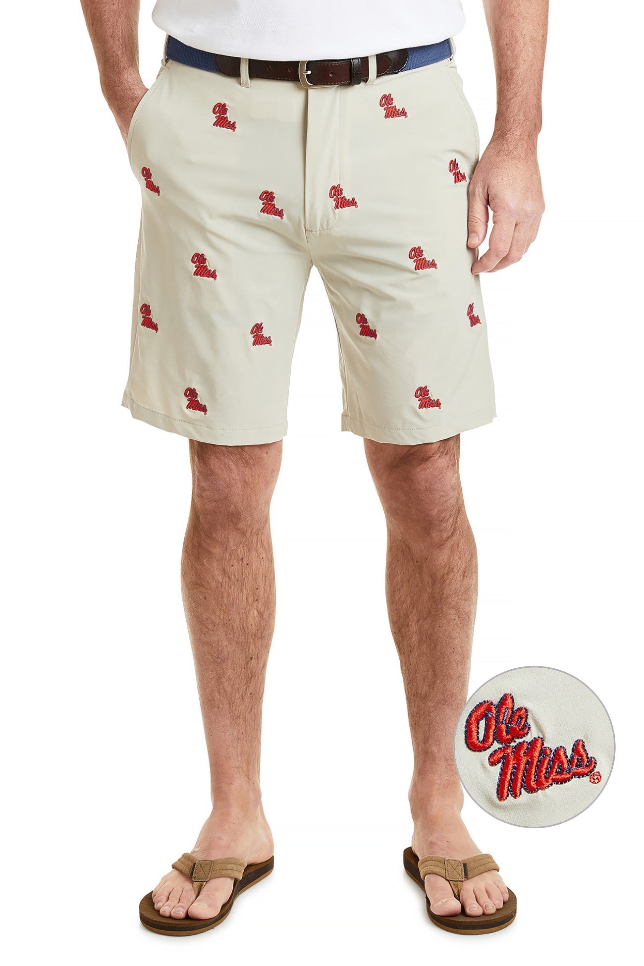 Ole Miss Collegiate ACKformance Shorts in Khaki - Comfortable Athletic Shorts for Men, Perfect for Gym, Running & Casual Wear