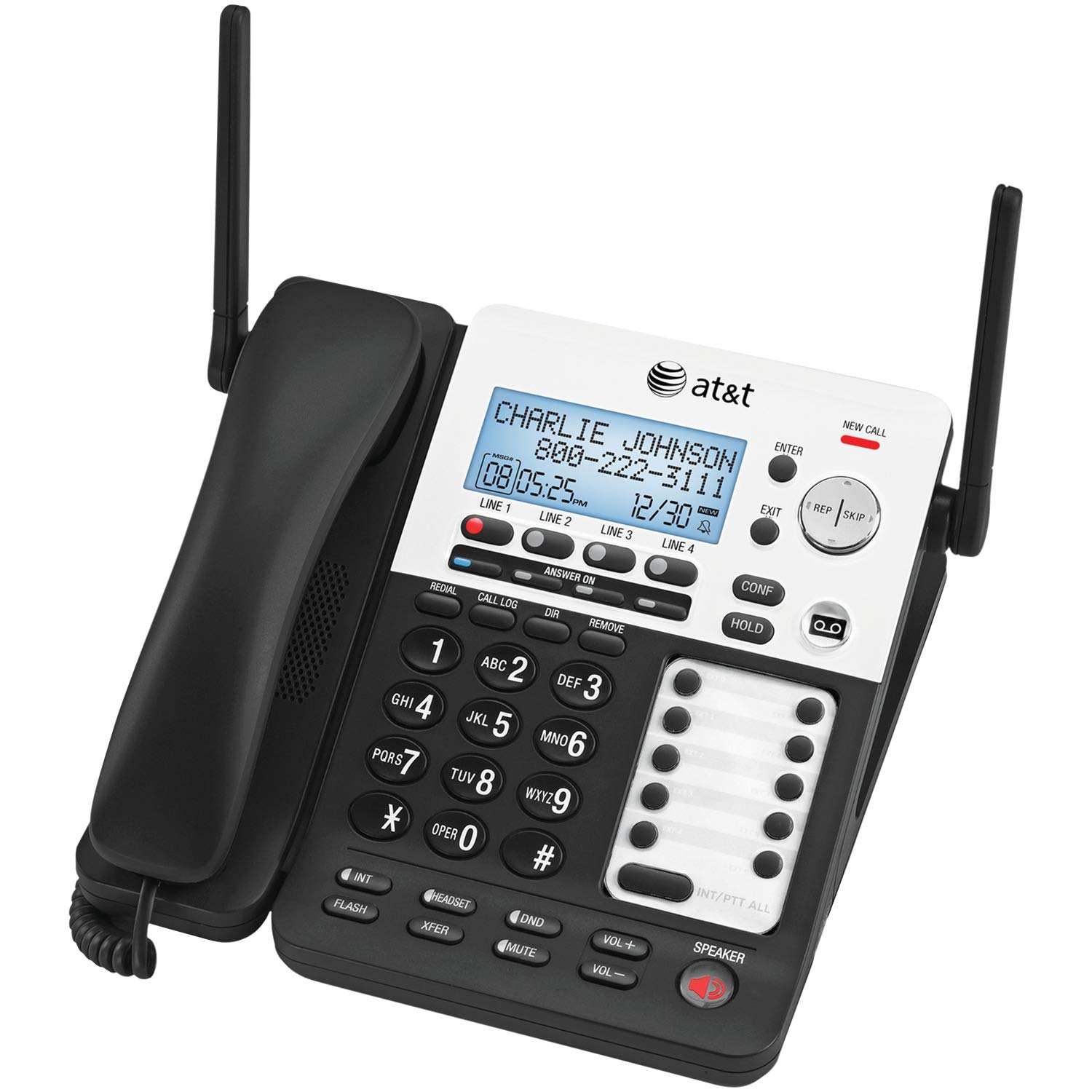 AT&T SB67138 DECT 6.0 Corded/Cordless Phone System with Answering Machine - 4-Line Business Phone for Office, Home, or Small Business Use
