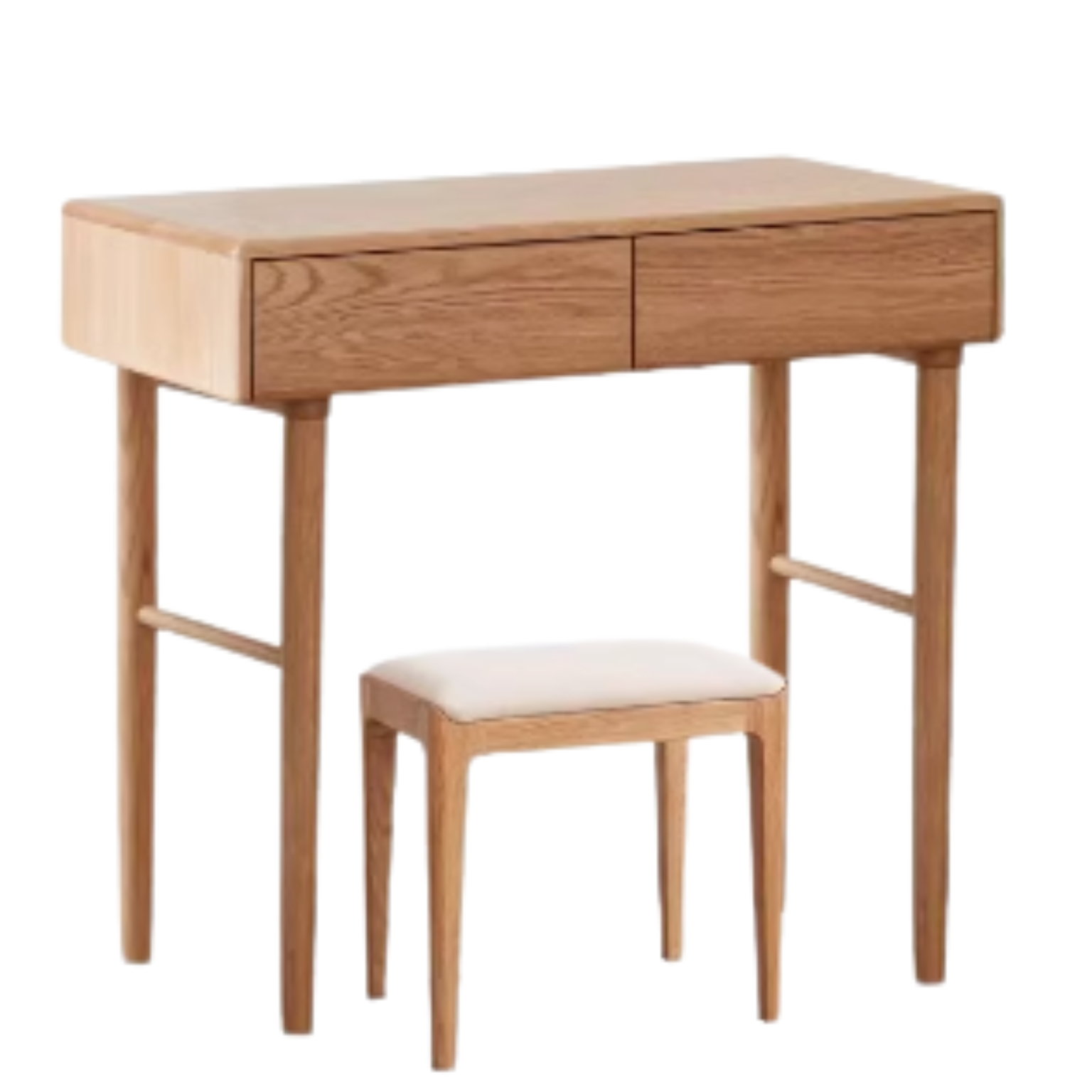 31.4x15.7x29.9 inch / 80x40x76 cm / Natural wood color / Double leg dressing table + makeup stool