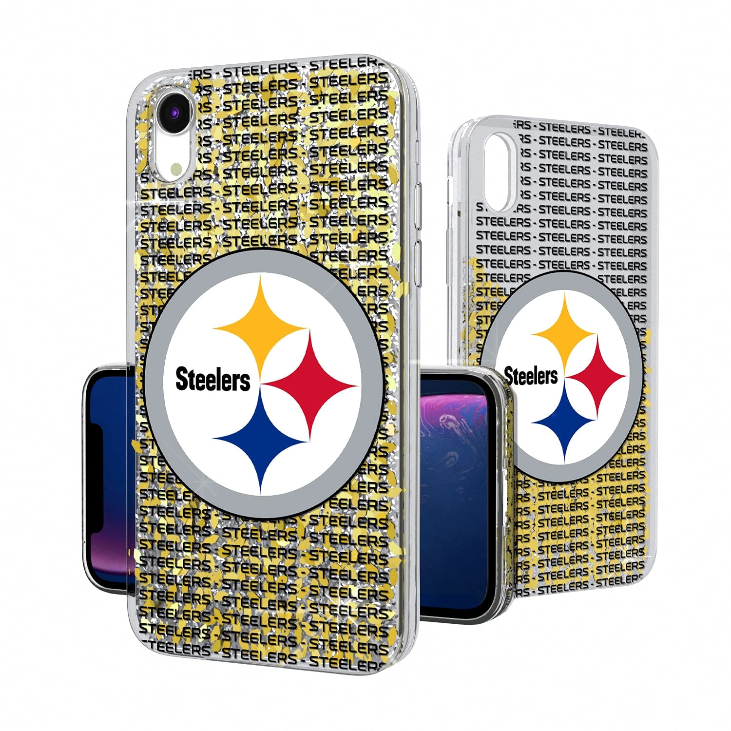 NFL Glitter iPhone Case with Strategic Printing - Custom Text Backdrop Design for Football Fans | Perfect for Game Day & Team Spirit