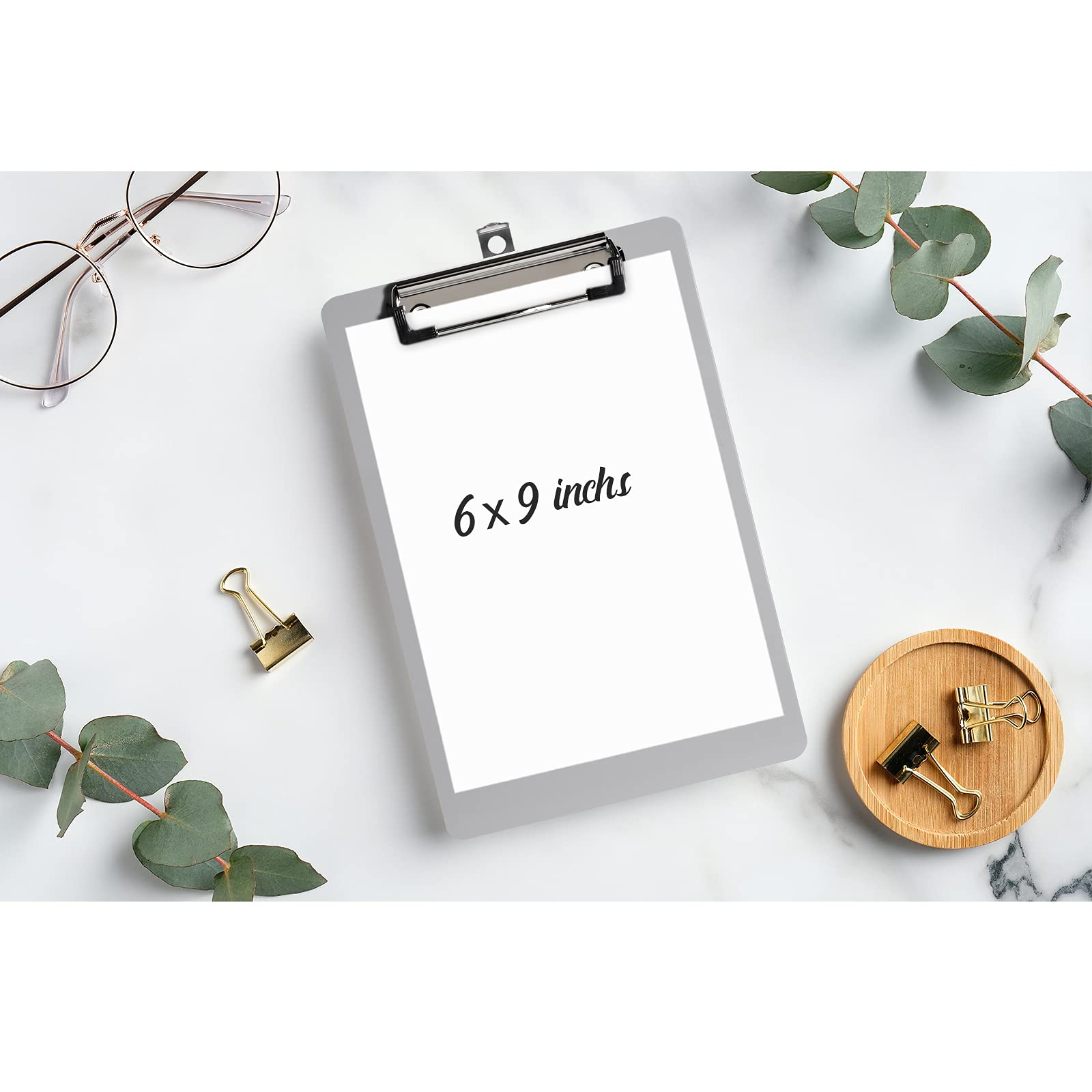 A5 Clipboard Gray - 6x9 Inch Small Plastic Memo Board with Low Profile Clip for Students, Kids & Office Use | School Supplies, Home Organization & Note Taking | Perfect for Classrooms, Work Desks & Homework