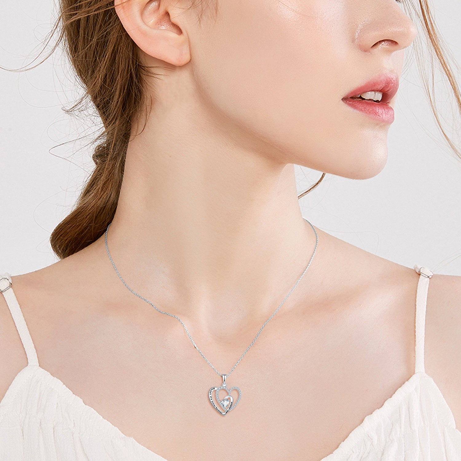Sister & Friend Love Pendant Necklace - Sterling Silver Heart Charm Jewelry Gift for Women, Best Friends, Sisters | Perfect for Birthdays, Anniversaries, Valentine's Day