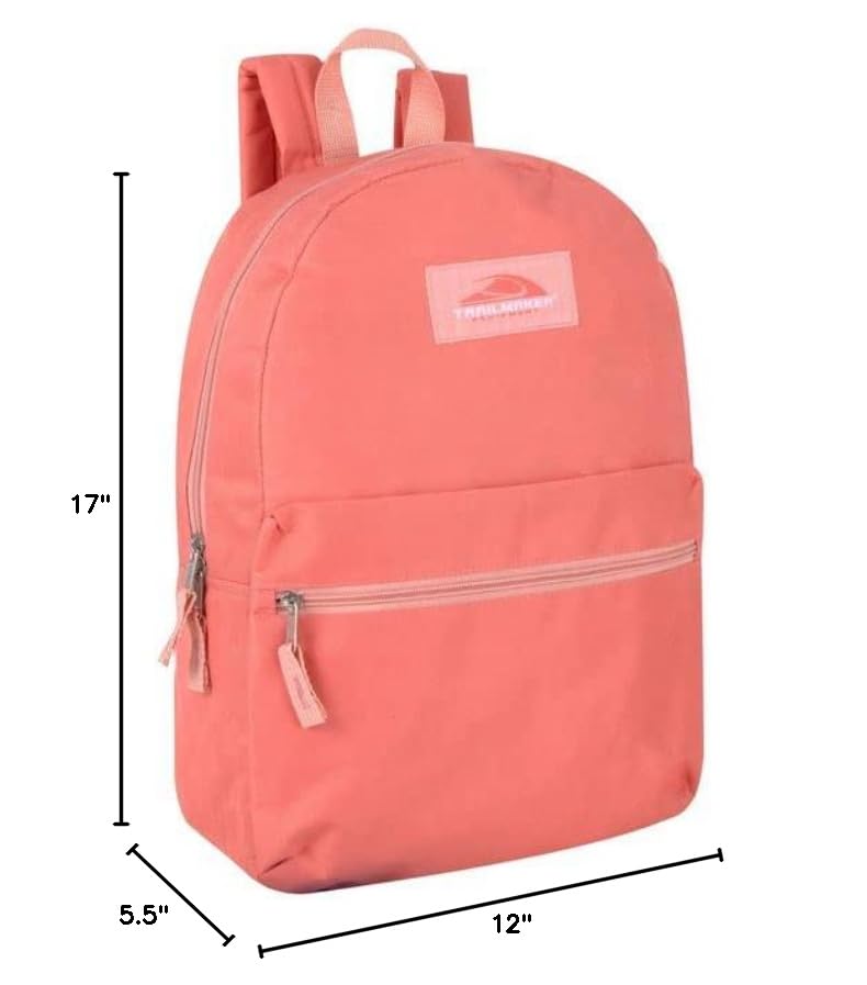 **Trail Maker Classic 17 Inch Hiking Backpack with Adjustable Padded Shoulder Straps - Lightweight & Durable for Outdoor Adventures, Travel & School (Coral)**    **Usage Scenarios:** Perfect for hiking, camping, school, travel, and everyday carry.
