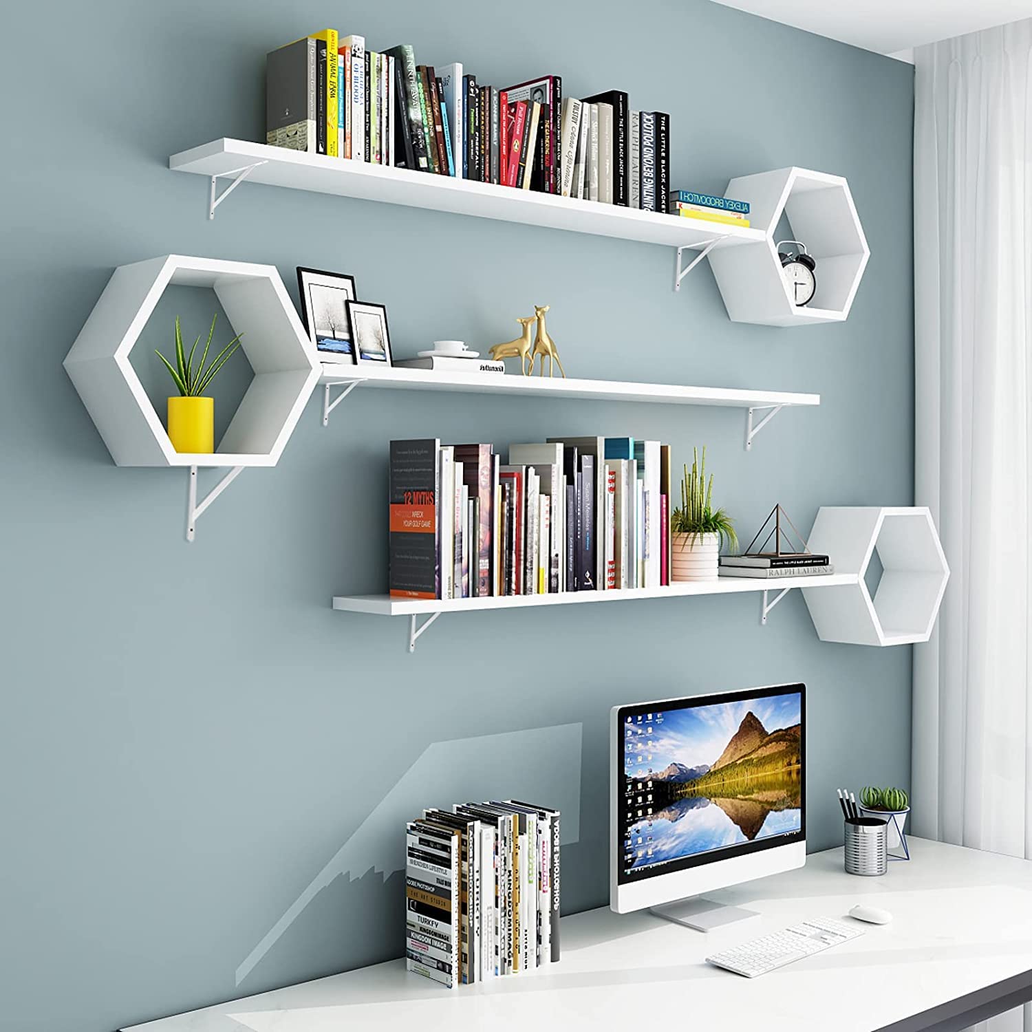 12 Inch Heavy Duty Shelf Brackets - 2 Pack White L Brackets for Floating Shelves, 90 Degree Metal Supports with Screws - Perfect for DIY Home Organization & Wall Mounted Storage Solutions