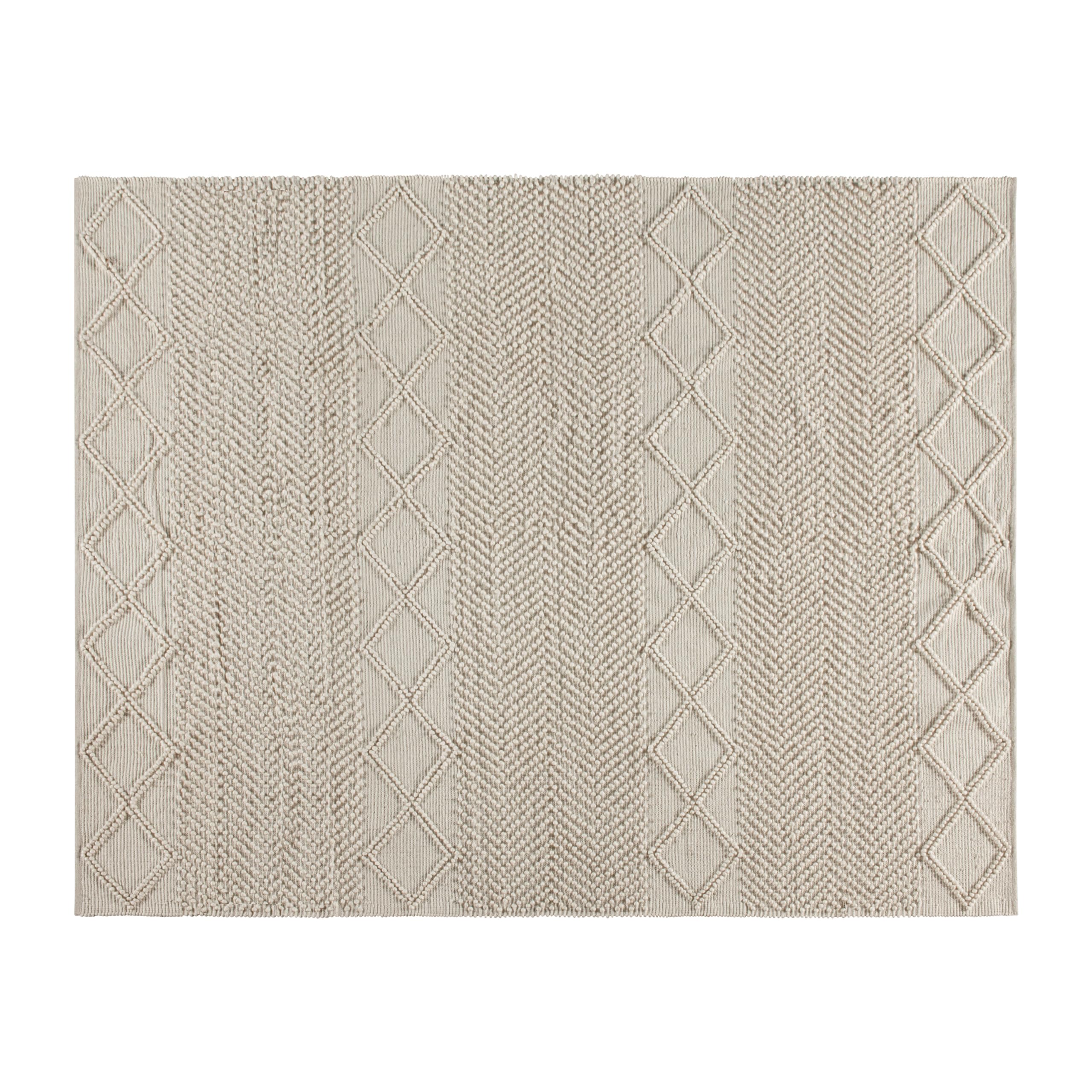 EMMA + OLIVER 8' x 10' Handwoven Geometric Area Rug - Triple Blend White & Ivory - Perfect for Living Room, Bedroom or Office Decor