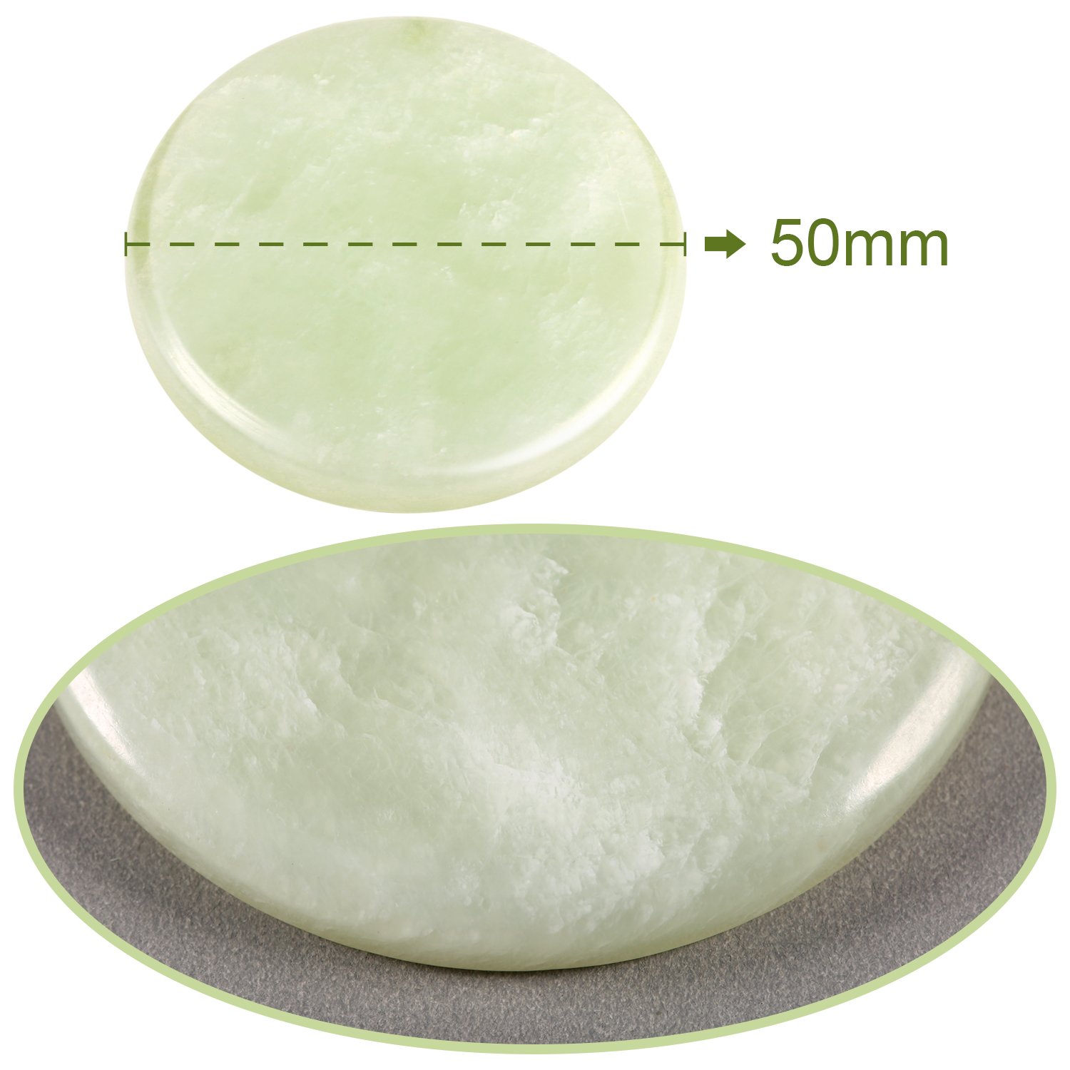 Bememo 2-Piece Green Jade Stone Lash Glue Holder - 2 Inch Round Eyelash Extension Adhesive Pallet for Professional & DIY False Eyelash Application - Perfect for Salon, Spa & Home Use