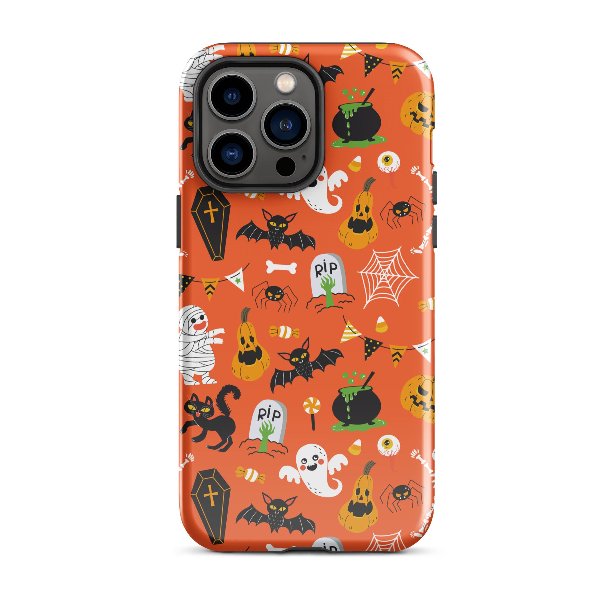 Spooky Night Guardian Premium iPhone Case - Halloween Protective Cover for iPhone 13/14/15 Pro Max - Cute Ghost Design Shockproof Phone Case for Night Out, Party & Daily Use