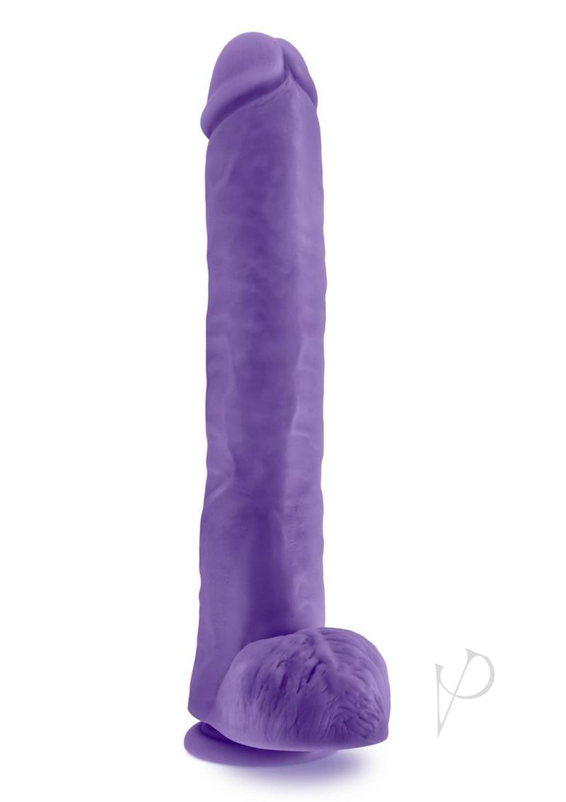 Au Naturel Bold Daddy Dildo with Suction Cup & Balls - 14 Inch Large Purple Realistic Dildo for Men & Women - Perfect for Solo Play, Couples & BDSM Scenes