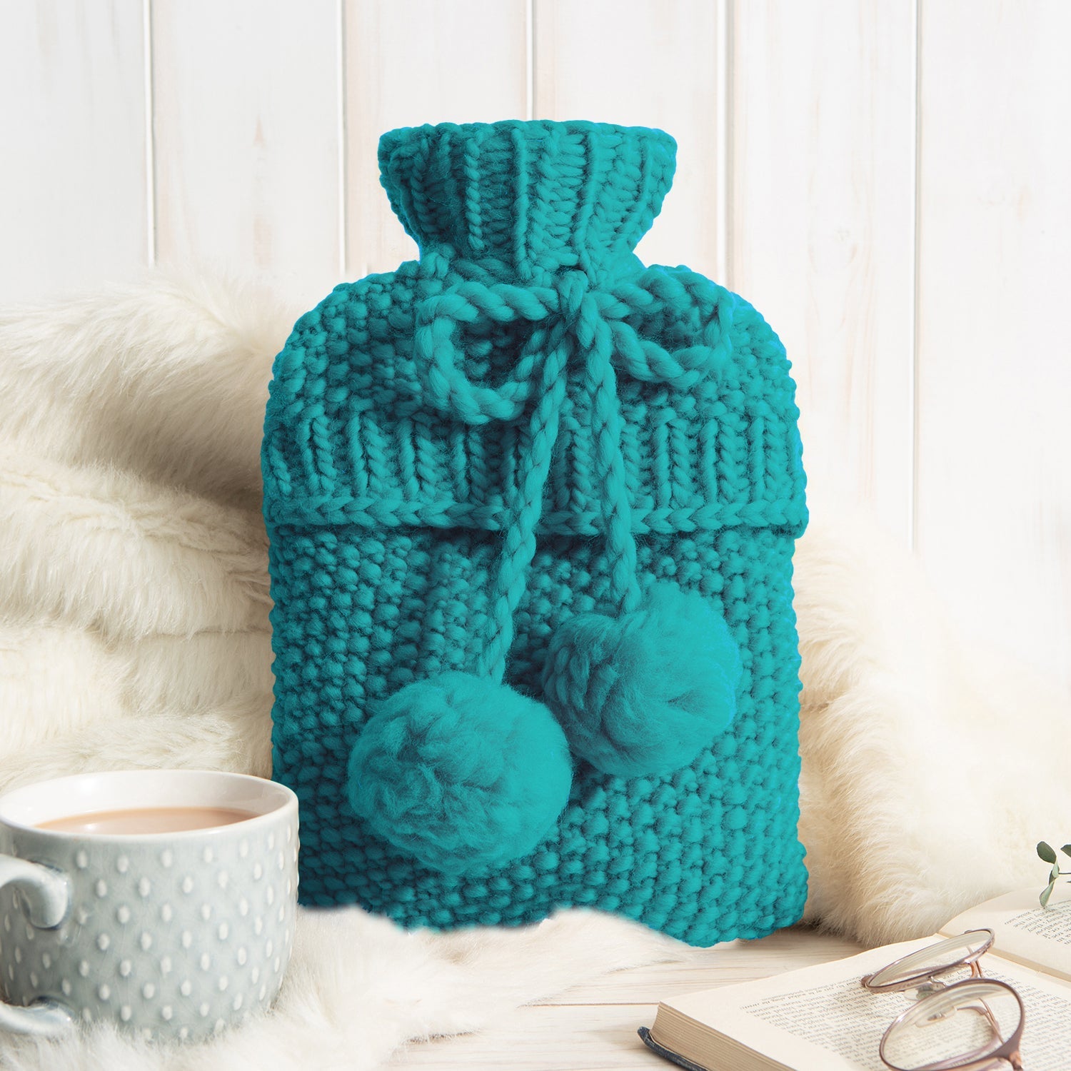 Cozy Knitted Hot Water Bottle Cover Kit - DIY Warm & Soft Bottle Holder for Winter Comfort - Perfect for Home, Office & Travel Use
