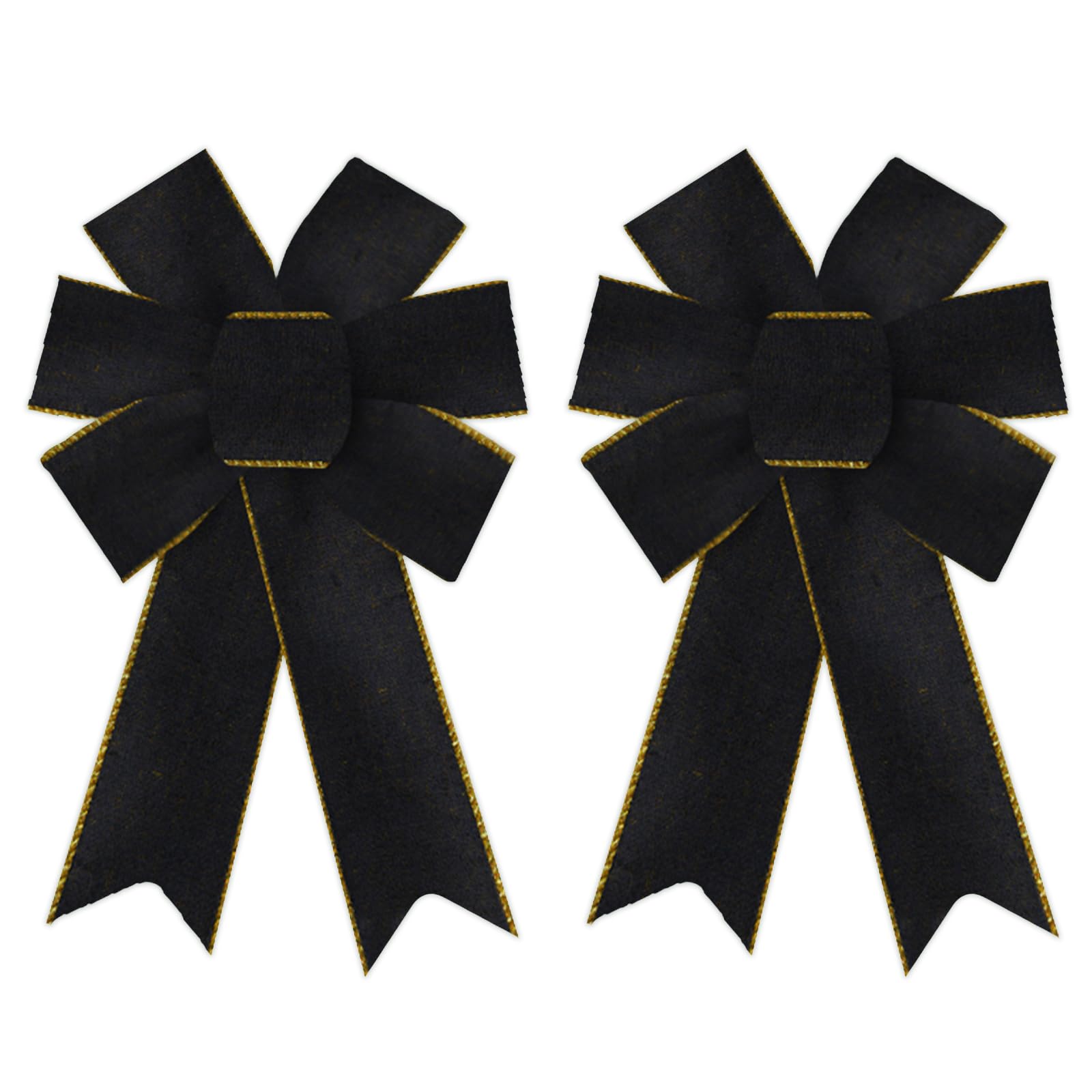 2-Pack Black Velvet Wreath Bows - Elegant Black Ribbon Bows for Wreath Decorations, Halloween & Christmas Indoor/Outdoor Decor - Perfect for Holiday Wreaths, Front Door Decor, Party & Event Decorations