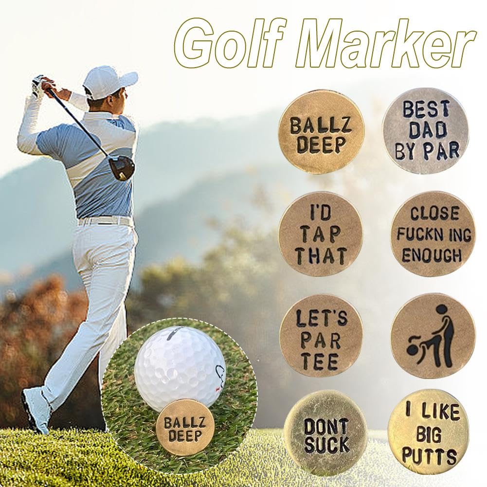 Funny Golf Ball Marker - Humorous Novelty Golf Accessories with Hilarious Sayings - 'DON'T F**KIN MISS' Golf Ball Marker & Hat Clip - Unique Golf Gag Gifts for Men & Women Golfers - Perfect for Golf Tournaments, Birthday Gifts & Golf Course Fun
