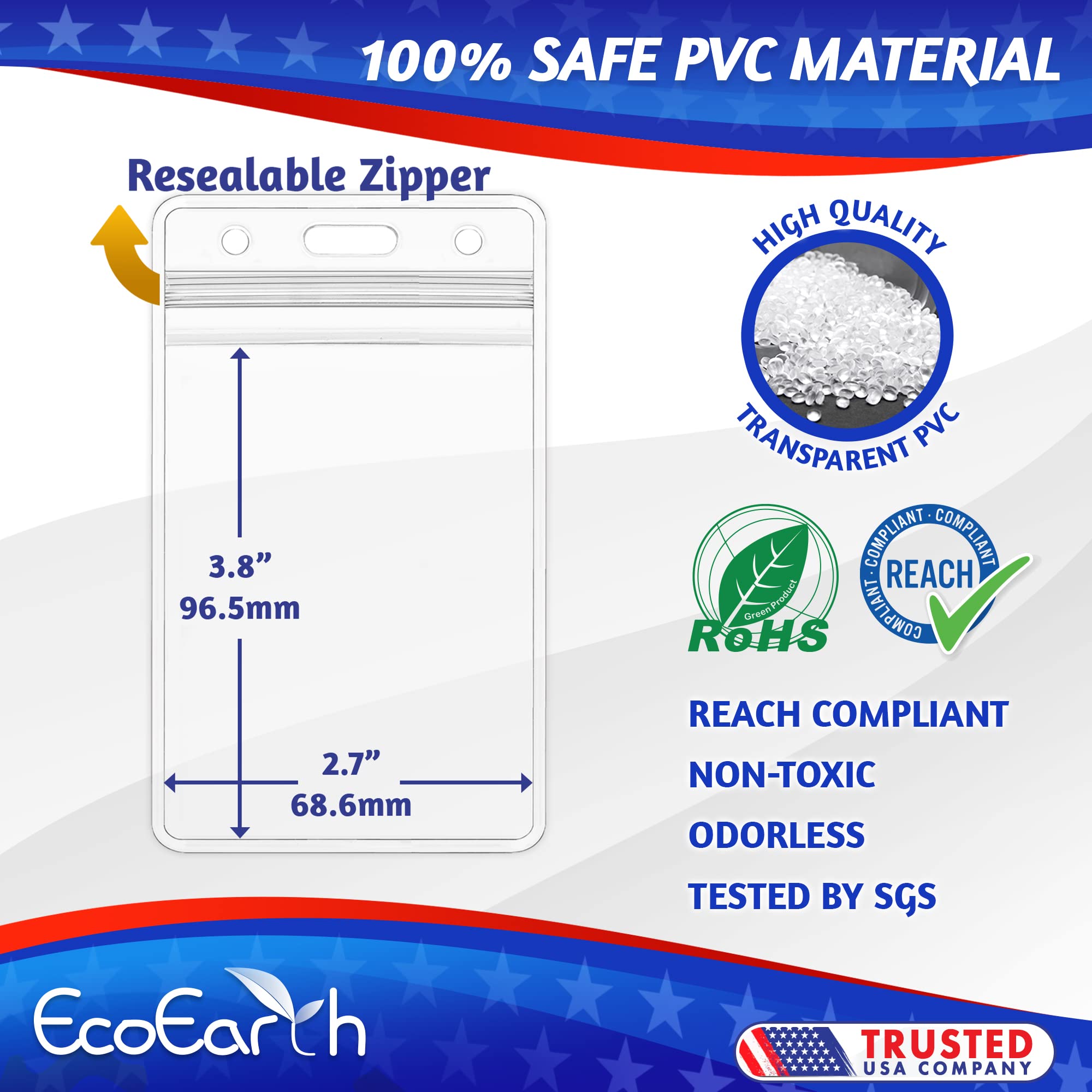 EcoEarth Vertical Card Protector with Soft Edge - Premium Sealable 2.25x3.5 Inch (1000 Pack) - Waterproof ID Badge & Name Tag Holders Bulk - Perfect for Offices, Events, Conventions & Employee Identification