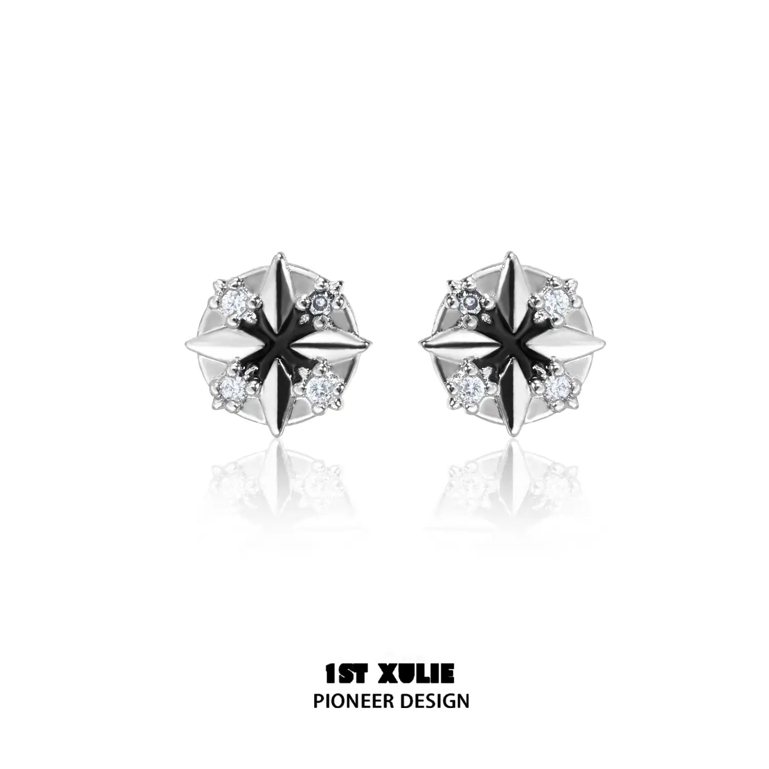 Star Trails S925 Sterling Silver Black Resin Stud Earrings for Women - Minimalist Gothic Jewelry for Everyday Wear, Date Night & Special Occasions