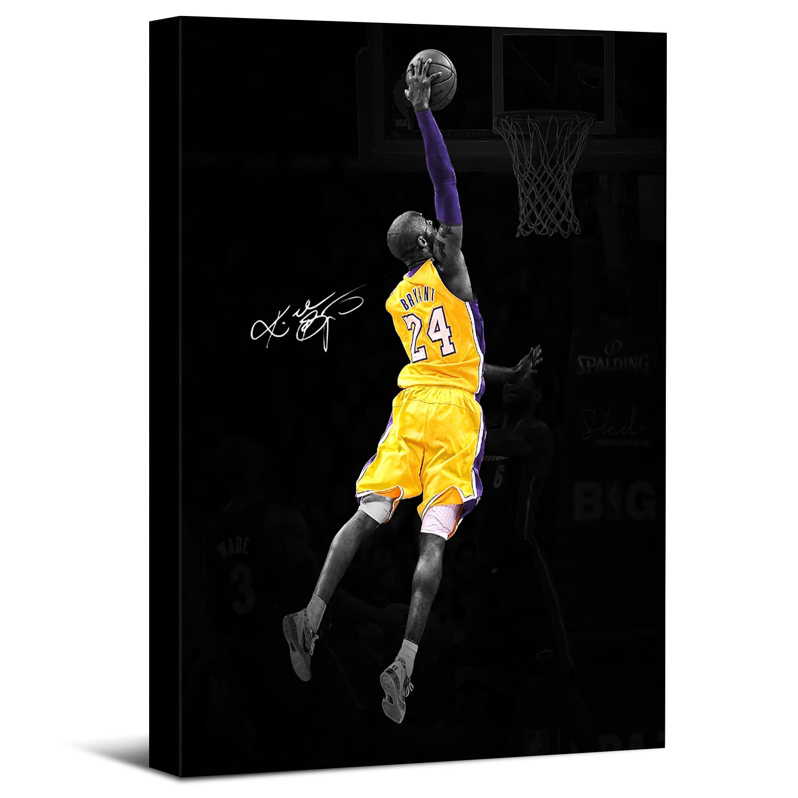 Kobe Bryant Wall Art - Black Mamba NBA Lakers Basketball Legend Canvas Print Poster (24x36