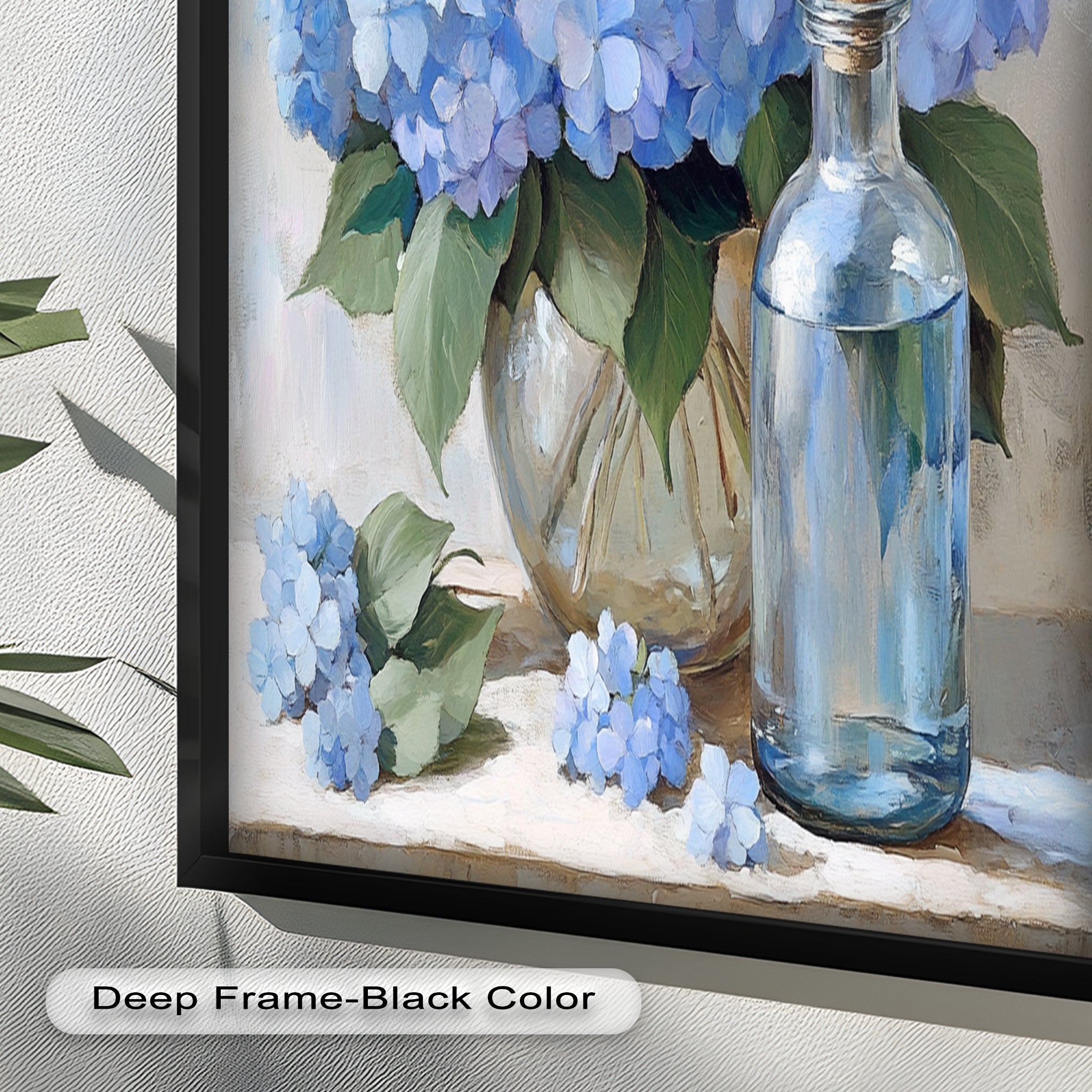 Blue Floral Still Life Oil Painting - Modern Wall Art for Living Room, Bedroom & Office Decor
