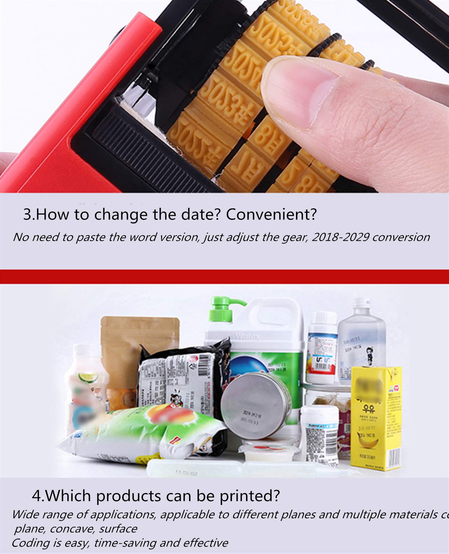 Handheld Expiration Date Printer - Manual Lot Coding Machine for Production Date, Batch Number on Metal, Wood, Bottles (Real Font) - Ideal for Food Packaging, Cosmetics, Pharmaceuticals & Industrial Labeling