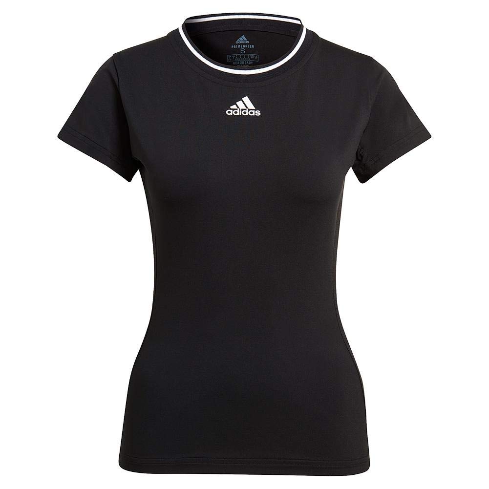Adidas Freelift Match Black Women's Tennis Shirt - Breathable Performance Top for Women (Black/White, XL) | Perfect for Tennis, Gym Workouts & Casual Wear