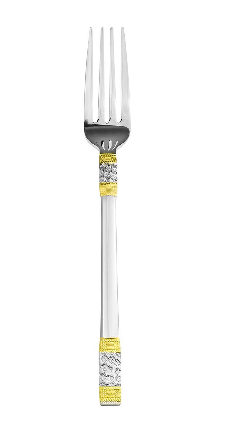 Venezia Collection 75-Piece Gold Flatware Set for 12 - 24Kt Gold Plated 18/10 Surgical Stainless Steel Luxury Silverware Cutlery with Wooden Storage Case - Perfect for Formal Dining, Wedding Gifts & Hostess Entertaining