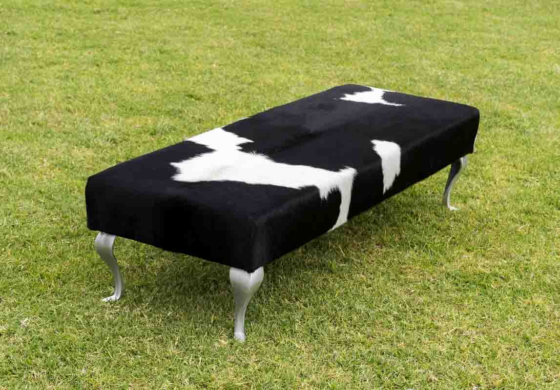 Premium Cowhide Ottoman with Queen Anne Legs - 63