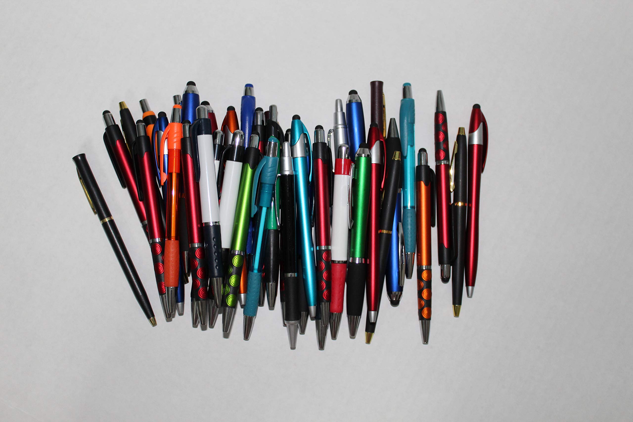 75-Pack Bulk Blank Pens with Stylus - Metal & Plastic Pens for Office, School, Business Promotions by SE ROSE - Perfect for Note Taking, Gift Giving & Branding Events