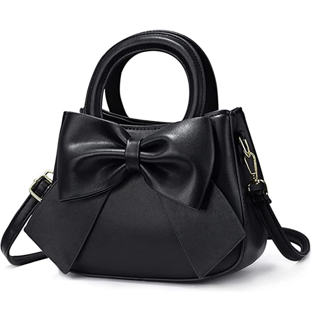 Stylish Women's Small Leather Handbags with Top Handle & Adjustable Shoulder Strap - Elegant Bow Knot Design for Daily Use, Work & Evening Events