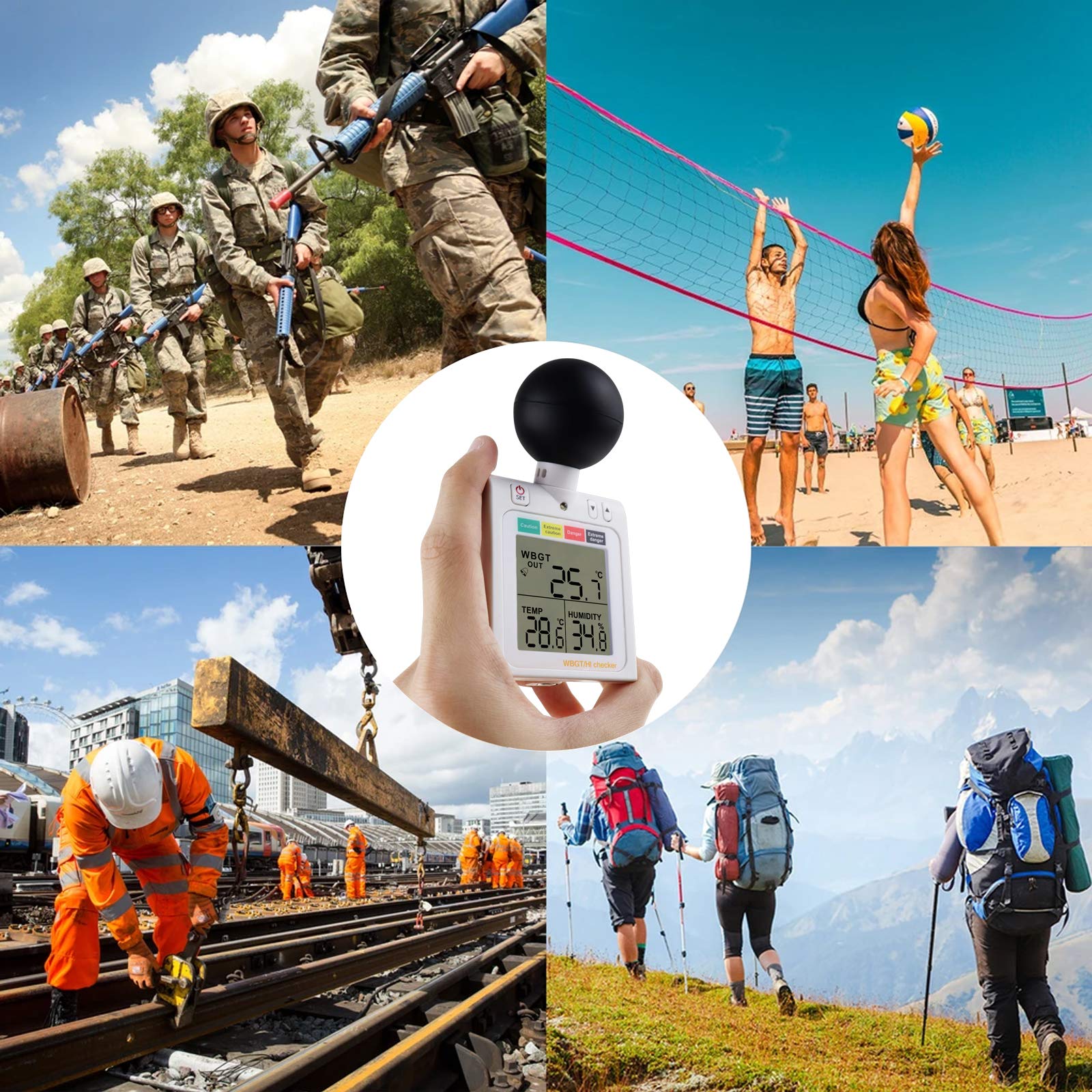 Digital Heat Stress Meter - Handheld Temperature & Humidity Monitor for Workplace Safety, Outdoor Activities & Industrial Use