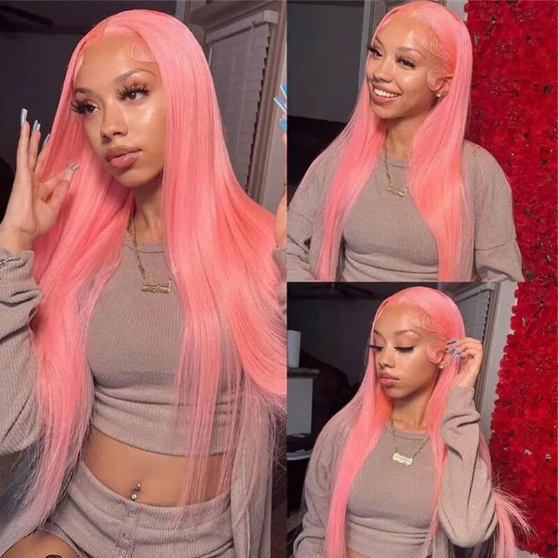 Eullair #613 Blonde Lavender Purple Pink Grey Straight Human Hair Wig with 13x4 Transparent Lace Frontal for Women | Perfect for Cosplay, Daily Wear & Special Occasions