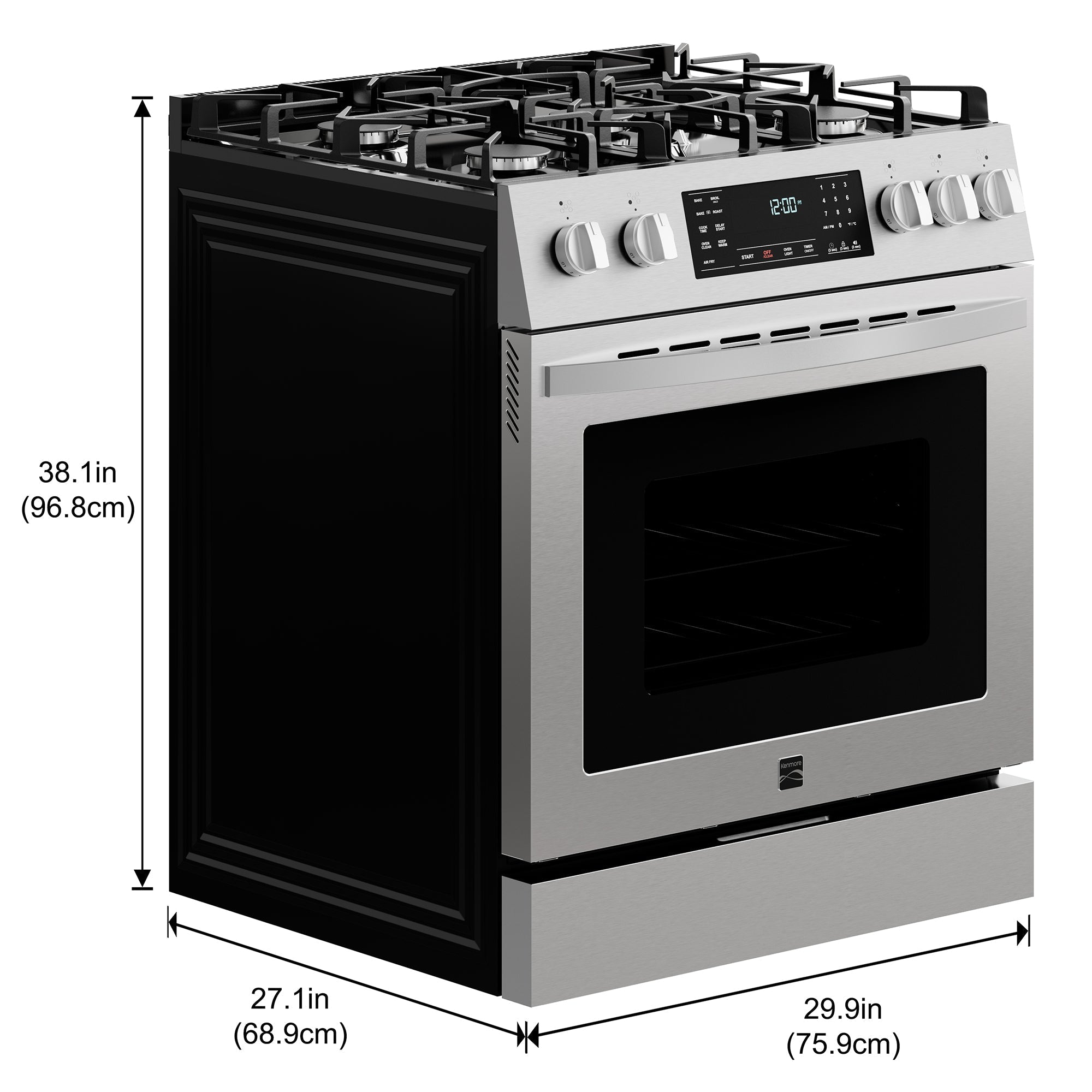 Kenmore 4.8 cu. ft. Front Control Gas Range with Air Fryer - Perfect for Family Cooking & Holiday Meals