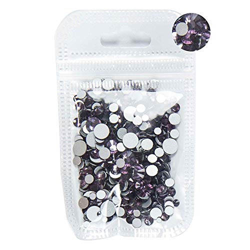 3D Glass Rhinestones for Nail Art - Non HotFix Flatback Crystals (Violet) | DIY Nail Decoration