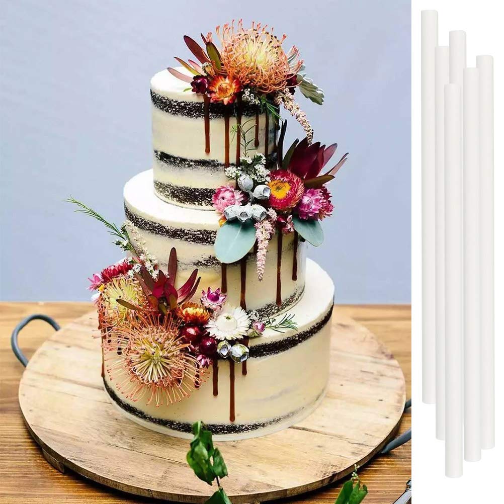 BUYGOO 50Pcs 12-Inch White Plastic Cake Dowels for Tiered Wedding Cakes - Sturdy Cake Supports for Stacking and Supporting Multi-Layer Cakes - Perfect for Wedding, Birthday, and Special Event Cake Decorating