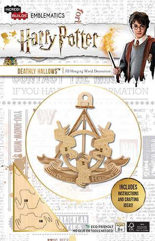 IncrediBuilds Emblematics: Harry Potter Deathly Hallows Wooden Model Kit - DIY 3D Puzzle for Fans, Home Decor & Gift Idea for Potterheads