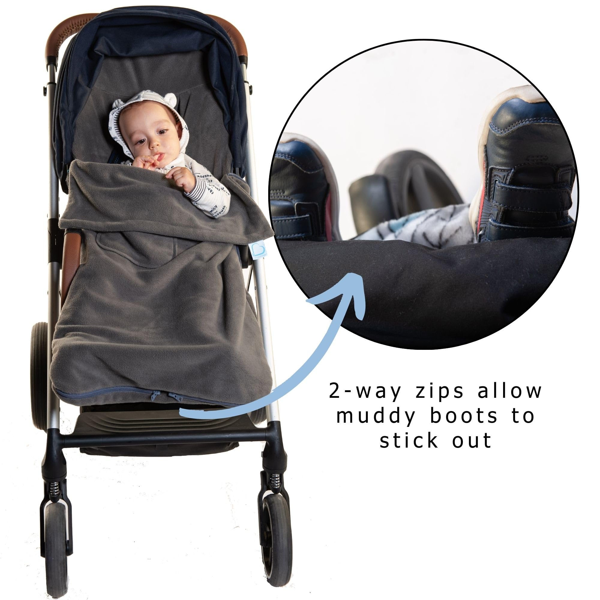 Buggysnuggle Universal Baby Stroller Footmuff - 2-in-1 Fleece Bunting Bag & Seat Liner for Infant Car Seat & Pushchair - Keep Baby Warm & Dry in Winter - Perfect for Strolls, Shopping & Outdoor Adventures