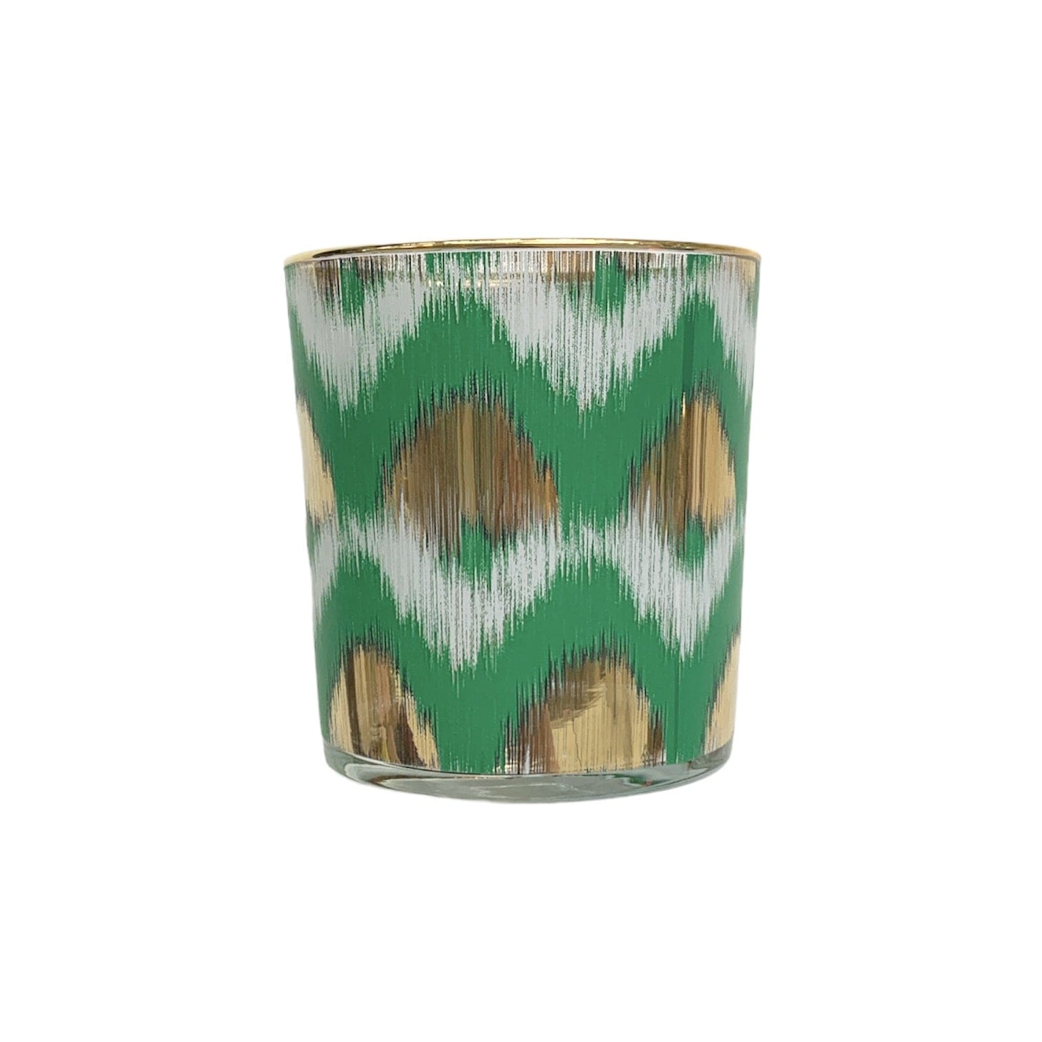 Stylish Ikat Print Glass Set of 4 - Colorful Drinking Glasses for Cocktails, Juice & Water - Perfect for Parties, Weddings & Home Decor