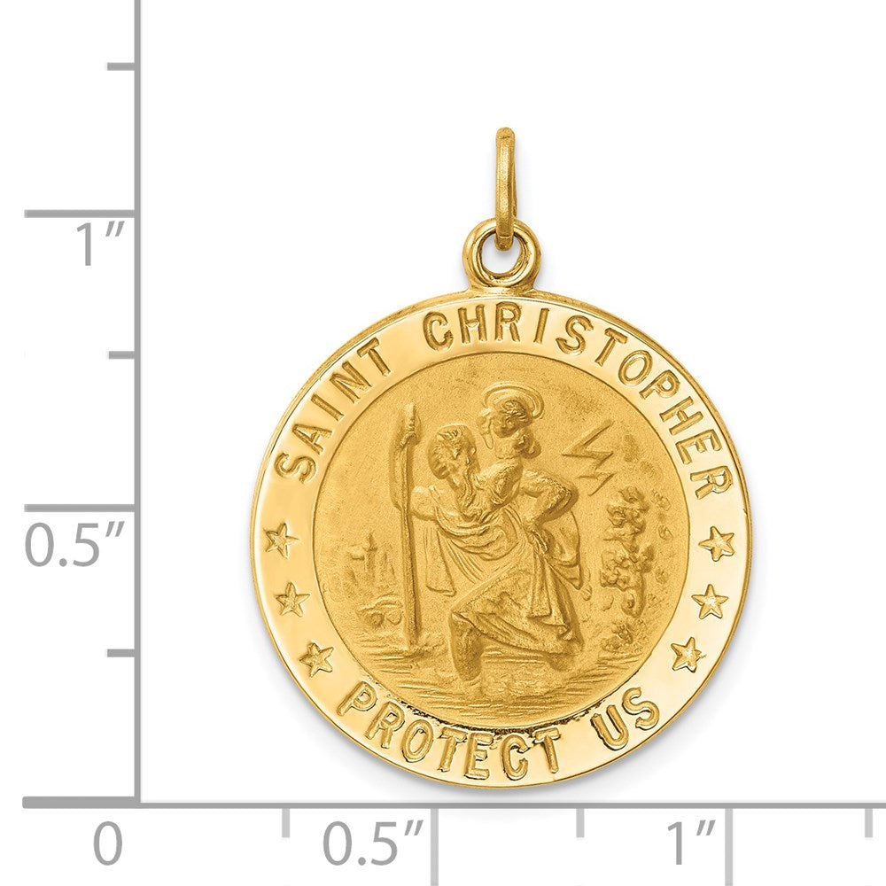 Gold Large Solid St. Christopher Medal Pendant XR1791 - Religious Jewelry for Men & Women - Perfect for Travel Protection, Gifts & Faith-Based Accessories