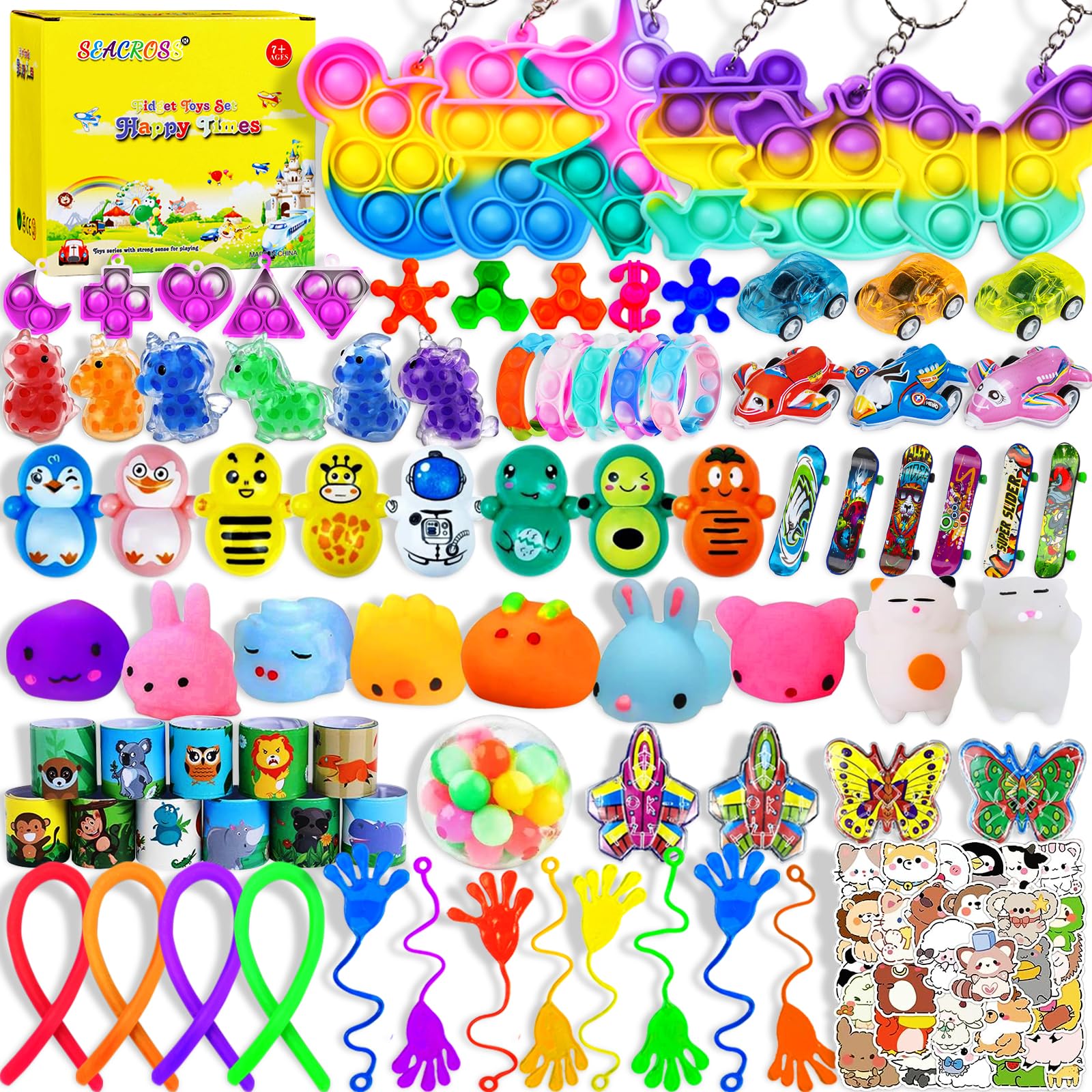 145 Pcs Kids Party Favors Bulk Pack - Pop Fidget Sensory Toys for Birthday Goodie Bags, Classroom Prizes, Pinata Stuffers & Treasure Box - Fun Stress Relief Toys for Boys Girls Birthday Party, School Carnival & Classroom Rewards