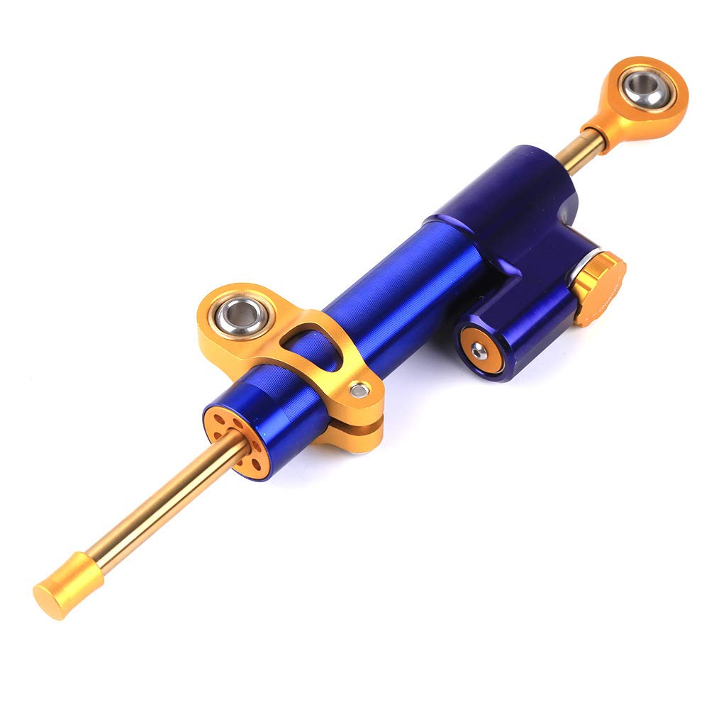 Universal Motorcycle Handlebar Shock Absorber - Steering Stabilizer Damper for Smooth Ride (Gold-Black) - Perfect for Off-Road, Adventure & Street Bikes