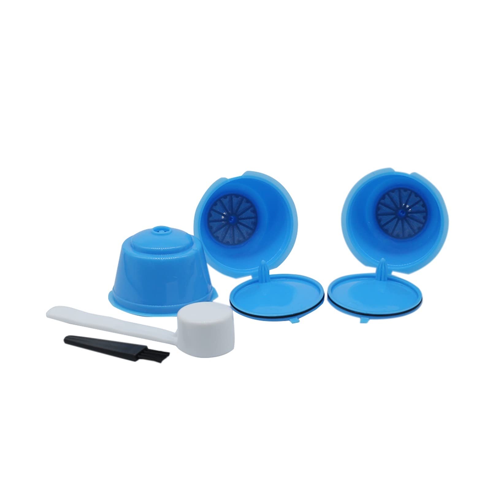 Reusable Coffee Capsule Filter Cup - 3pcs Blue Refillable K-Cup Pods with Cleaning Brush | Compatible with Keurig 2.0 & Single Serve Brewers | Eco-Friendly & Cost-Saving for Home & Office Use