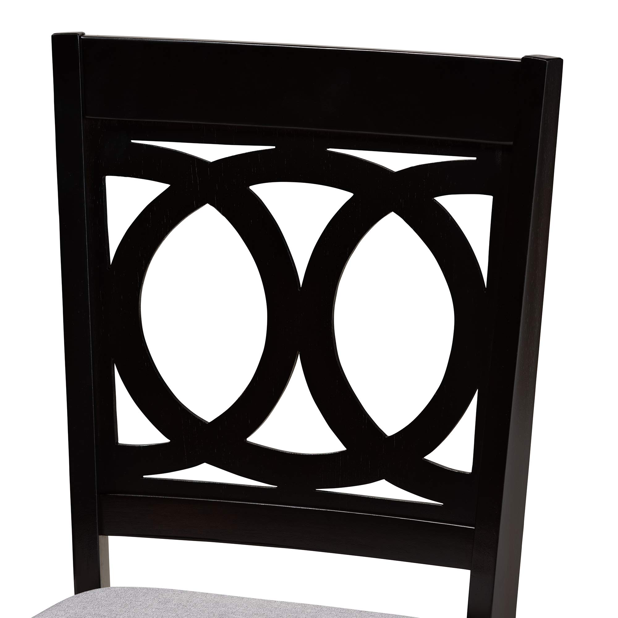 Baxton Studio Barret Dining Chair Set - 2-Piece Grey Fabric Upholstered Chairs with Espresso Brown Wood Finish | Perfect for Kitchen, Dining Room & Breakfast Nook