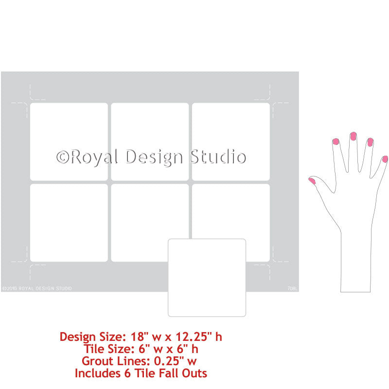 Ceramic Tile Stencils for Trompe L'oeil Painting - DIY Home Decor & Wall Art Design - Perfect for Bathroom, Kitchen Backsplash & Craft Projects