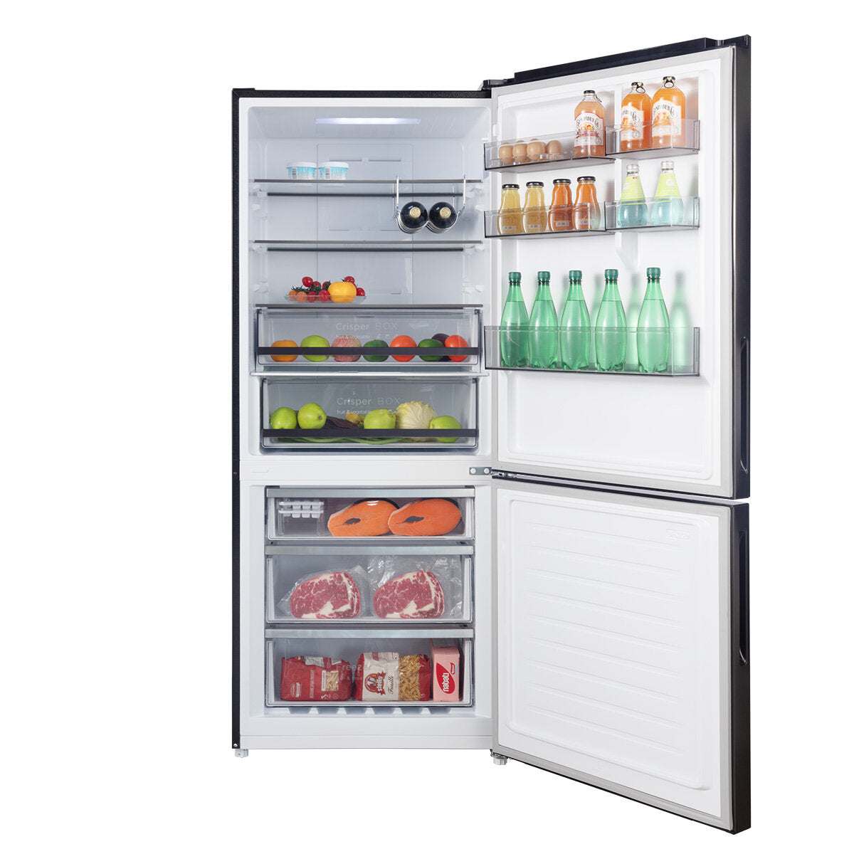 CHiQ 396L Bottom Mount Refrigerator - Black Stainless Steel CBM395NBS6E | Energy Efficient, 5-Year Warranty | Perfect for Kitchens, Restaurants & Small Businesses